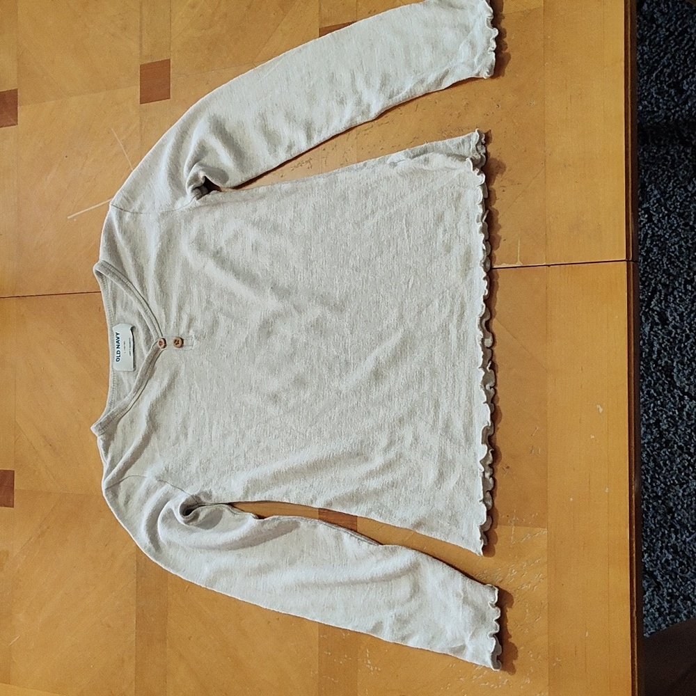 Old Navy girls long sleeve shirt size large 10-12 cream color